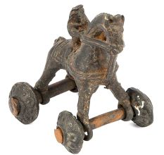 Brass Temple Toy with Wheels