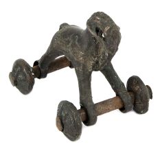 Brass Horse Figurine Primitive Toy Wheeled