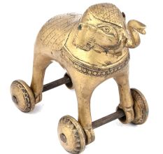 Brass Temple Elephant with Wheels