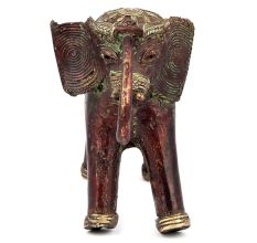 Red Sculpture Elephant Dhokra Brass