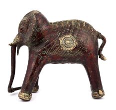 Red Brass Dhokra Elephant Statue