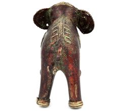 Red Brass Dhokra Elephant Statue