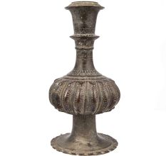 Brass Floral Motif Carving Pot or Hookah Base