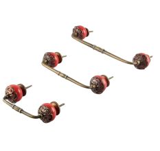 Strewn Red Ceramic Bridge Handle