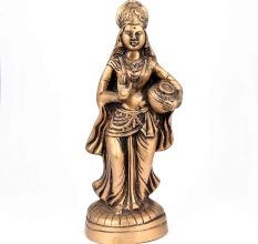 Brass Standing Lady with Pot