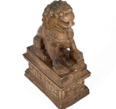 Chinese Folk Fengshui Brass Lion Statue