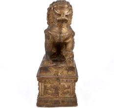 Chinese Folk Fengshui Brass Lion Statue
