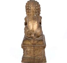 Chinese Folk Fengshui Brass Lion Statue