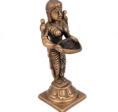 Brass Deepalakshmi with Parrot on Shoulders