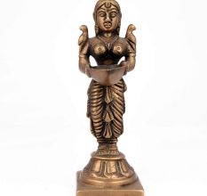 Brass Deepalakshmi with Parrot on Shoulders