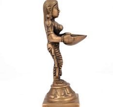 Brass Deepalakshmi with Parrot on Shoulders