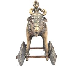 Vintage Brass Bull with Rider Temple Toy