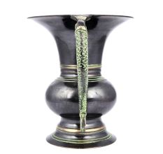 Handcrafted Black Brass Flower Pot with Fish Handles
