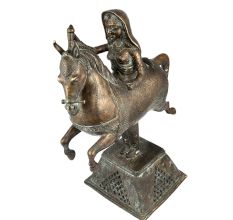 Brass Female Kachchi Ghodi Dance Statue