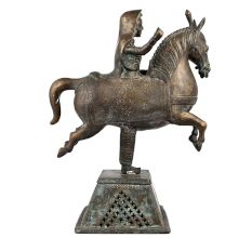 Brass Female Kachchi Ghodi Dance Statue