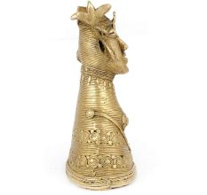 Brass Tribal Women Bust Statue with Stud Earrings