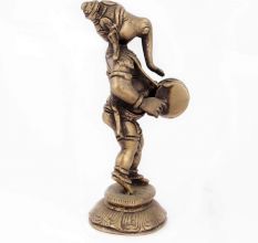 Brass Sculpture of Dancing Ganesh with Dholak