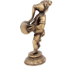 Brass Sculpture of Dancing Ganesh with Dholak
