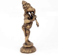 Brass Standing Ganesha Playing Flute Statue