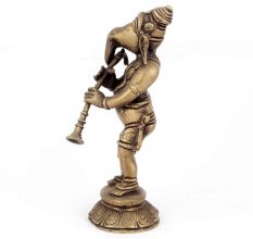 Standing Statue of Lord Ganesha Brass Figurines Playing Shehnai