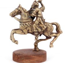 Brass Indian Soldier on Horseback and Sword