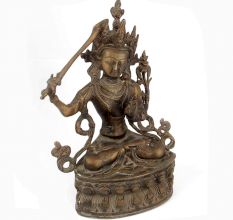 Bronze Manjushree Statue Sitting With Sword