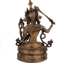 Bronze Manjushree Statue Sitting With Sword
