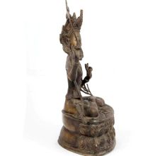 Bronze Manjushree Statue Sitting With Sword