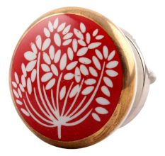 Red Waxflower Flat Ceramic Cabinet Knob Online