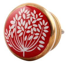Red Waxflower Flat Ceramic Cabinet Knob Online