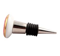 Red Waxflower Flat Ceramic Wine Stopper
