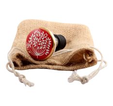 Red Waxflower Flat Ceramic Wine Stopper