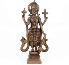 God Vishnu Carved Brass Metal Statue Decor Idol Sculpture