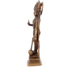 God Vishnu Carved Brass Metal Statue Decor Idol Sculpture