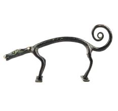 Black Brass Dog Figurine Door Handle