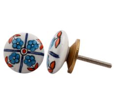 Turquoise Floral Pattern Knob