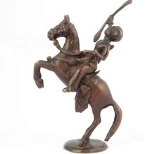 Brass Sculpture Horse Warrior Rider Figurine