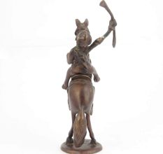 Brass Sculpture Horse Warrior Rider Figurine
