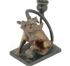 Brass Foo Dog Candle Holder