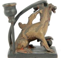 Brass Foo Dog Candle Holder