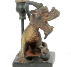 Brass Foo Dog Candle Holder