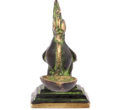 Peacock Holding Brass Oil Lamp Patina Finish