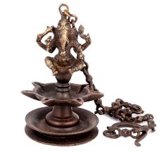 Brass Ganesha Hanging Oil Lamp