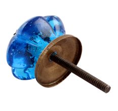 Royal Blue Melon Glass Cabinet Knob