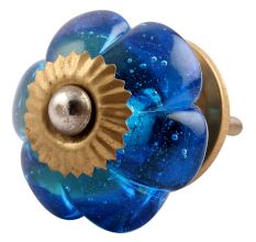 Royal Blue Melon Glass Cabinet Knob