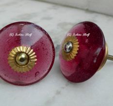 Queen pink glass Knob
