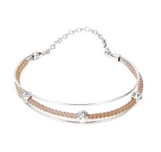Multi Layered 92.5-Sterling Silver Bracelet With Gold Plated Rope Bangle