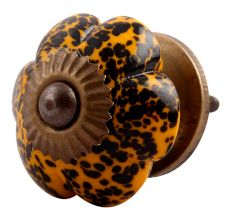 Mustard And Black Melon Glass Dresser Knob Online