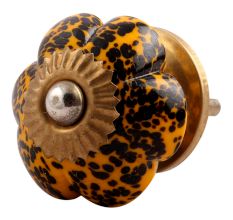 Mustard And Black Melon Glass Dresser Knob Online