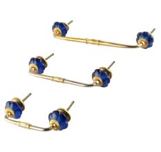 Cobalt Blue Melon Glass Bridge Handle